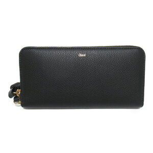 Chloe round long wallet leather black